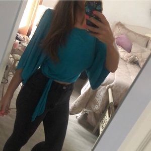 Bebe 3/4 sleeve side-tie blouse